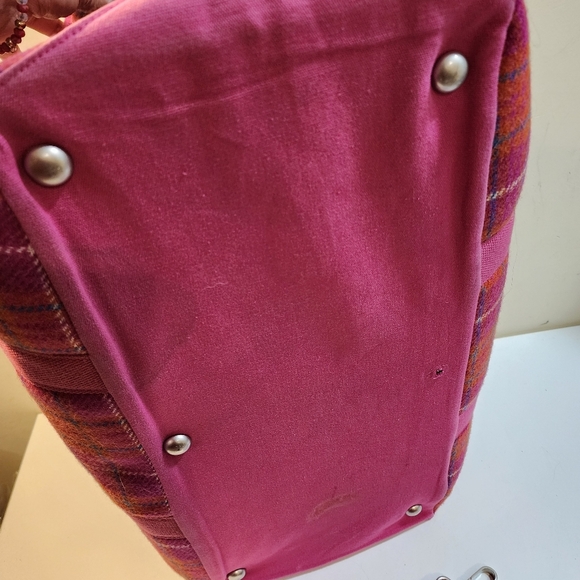 NESS Authentic Tweed Large Pink and Orange Travel Bag with Plaid Design - Picture 5 of 12